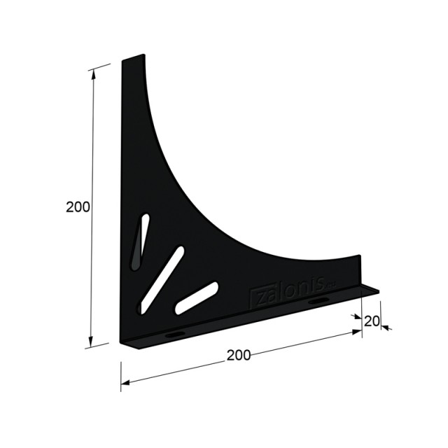 ΓΩΝΙΑ ΡΑΦΙΟΥ ΔΕΛΤΑ / 200x200x20 / ΜΑΥΡΟ